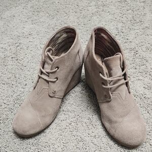 Toms Tan Ankle Booties with Suede Finish